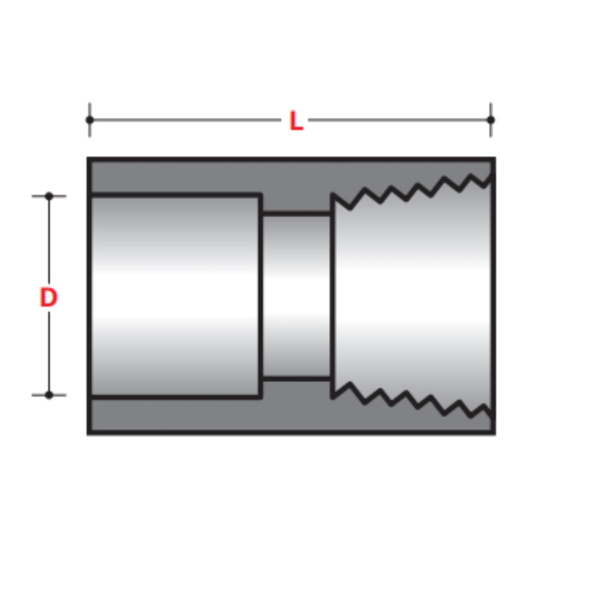 Female PVC-Coated Special Adapter for Fittings -  BELOW GROUND