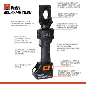 SLA 6 Ton Inline Latched-Head Crimping Tool - Compact, Durable, Fast Crimping & Cutting Tool