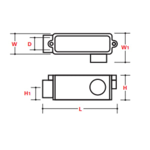 CONDUIT BODIES (XW) TYPE LL - ABOVE GROUND