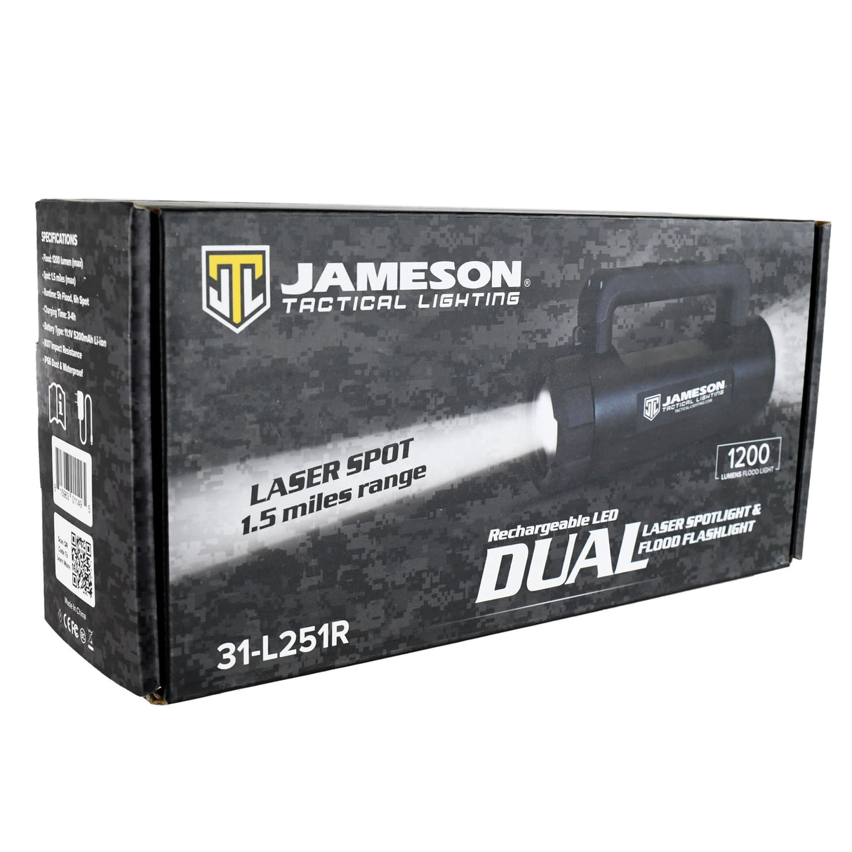 Jameson 31-L251R Rechargeable Dual Beam Spotlight | 1200 Lumens | 1.5 Mile Range