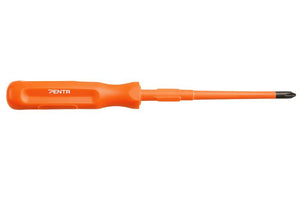 Insulated Phillips screwdriver with a slim tip blade and injection molded construction, designed for safety and precision.