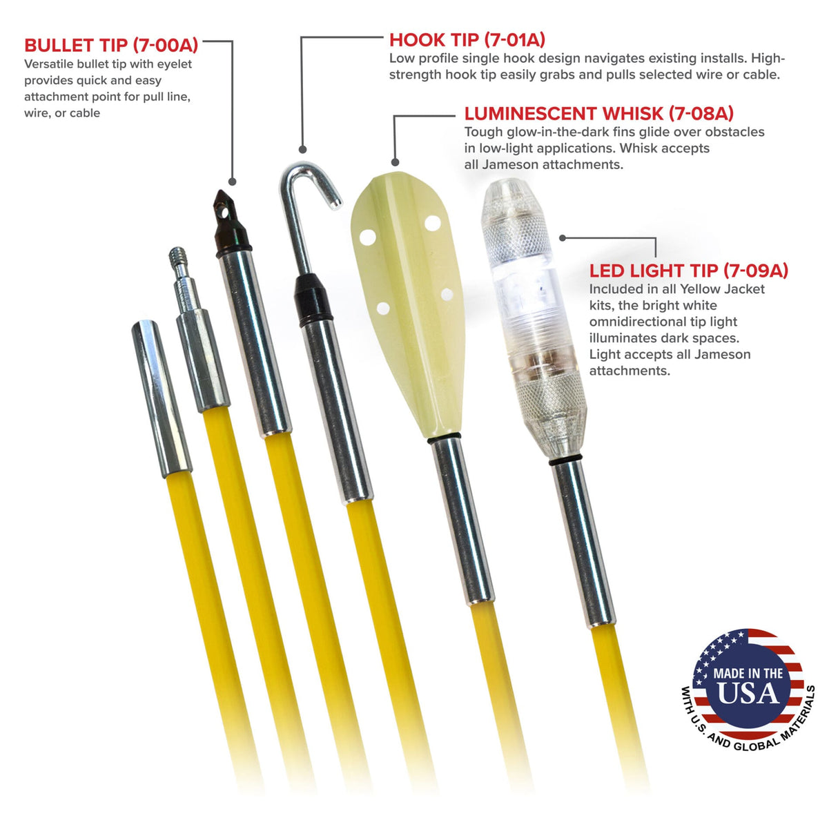 Jameson Yellow Jacket Multi-Flex Fish Rod Kit | Multiple Lengths