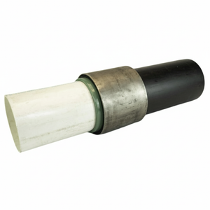 Series 731 transition fitting for connecting PVC and HDPE Schedule 35 pipes, featuring a durable metal coupling.