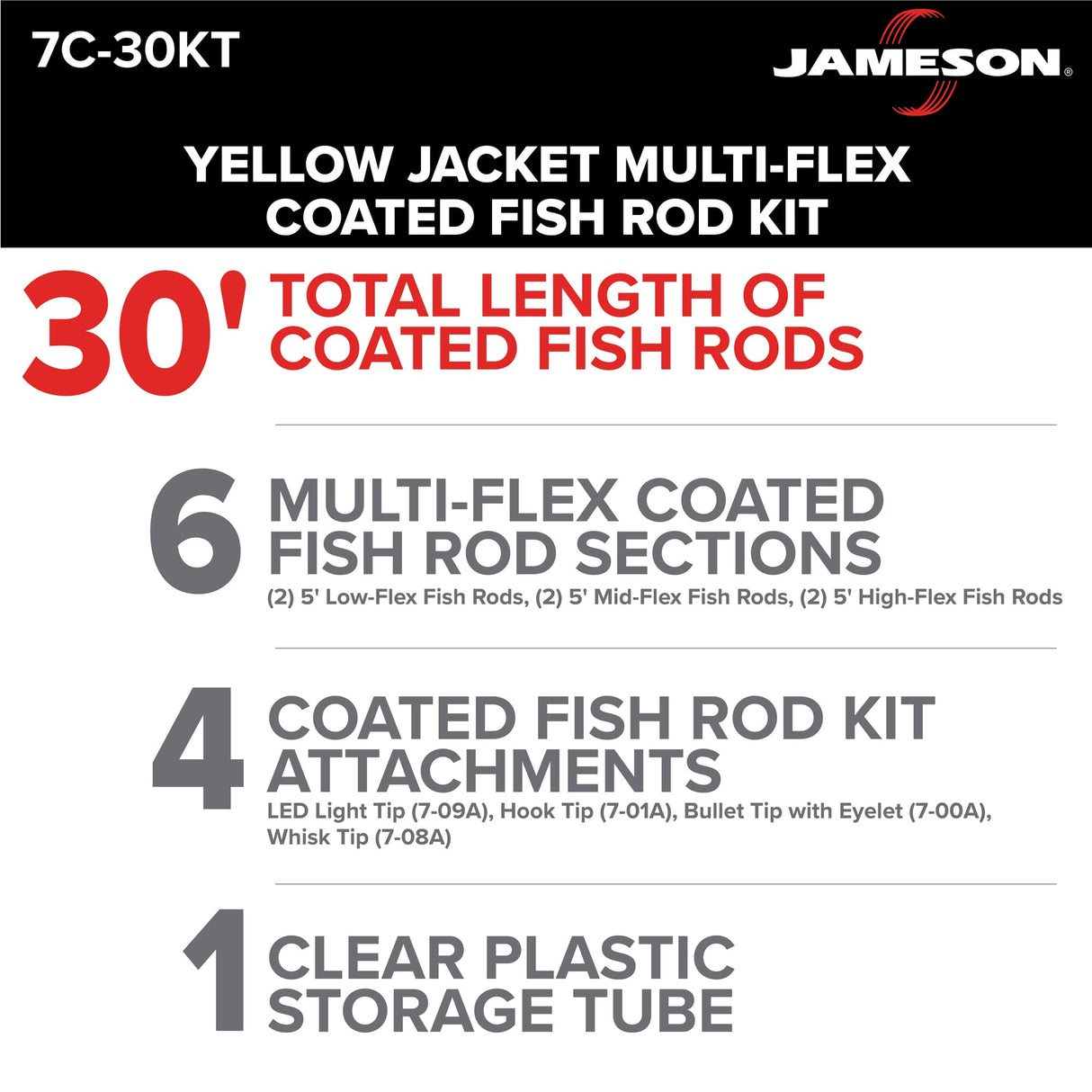 Jameson Yellow Jacket Multi-Flex Fish Rod Kit | Multiple Lengths