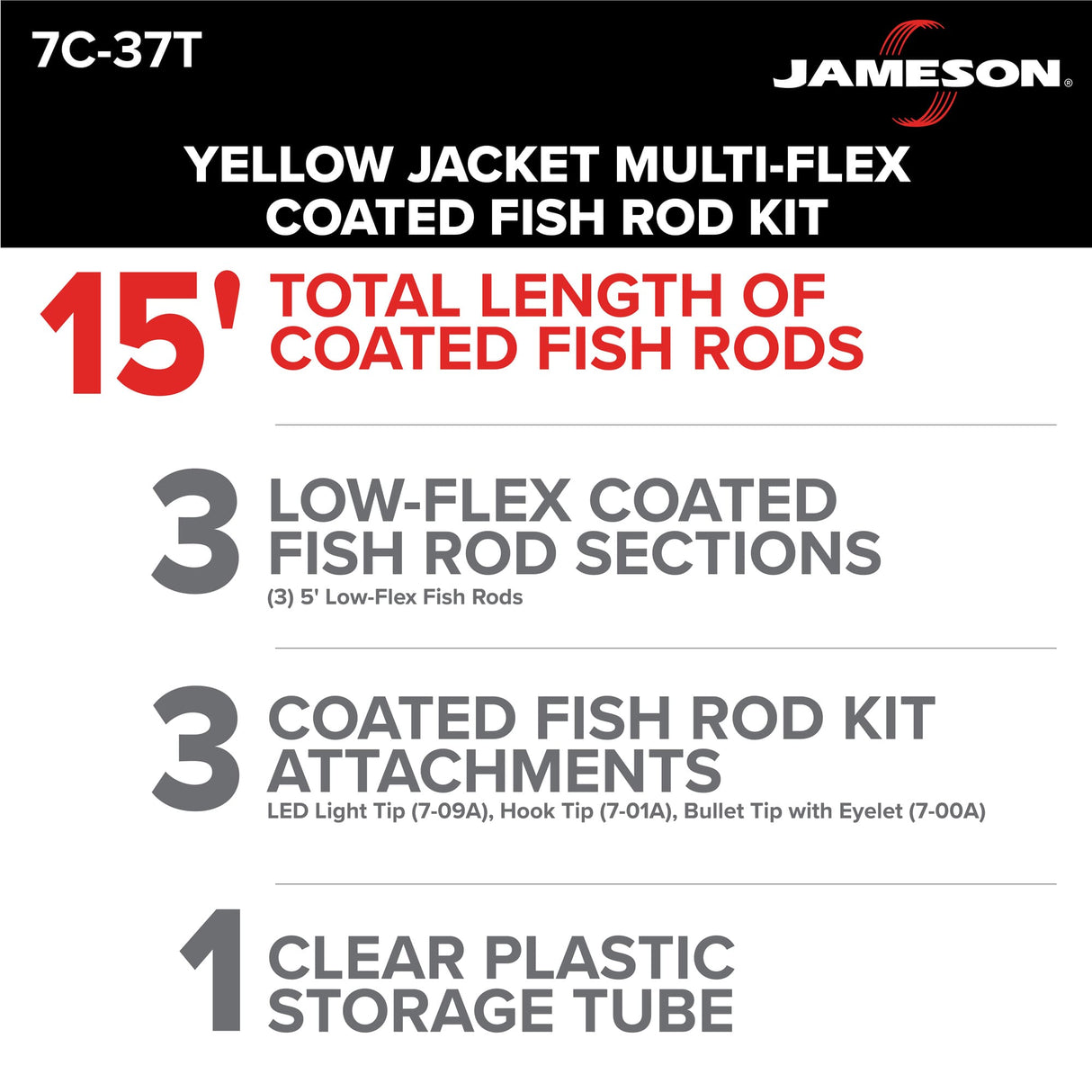 Jameson Yellow Jacket Low-Flex Fish Rod Kit | 1/4" | 15–16 FT
