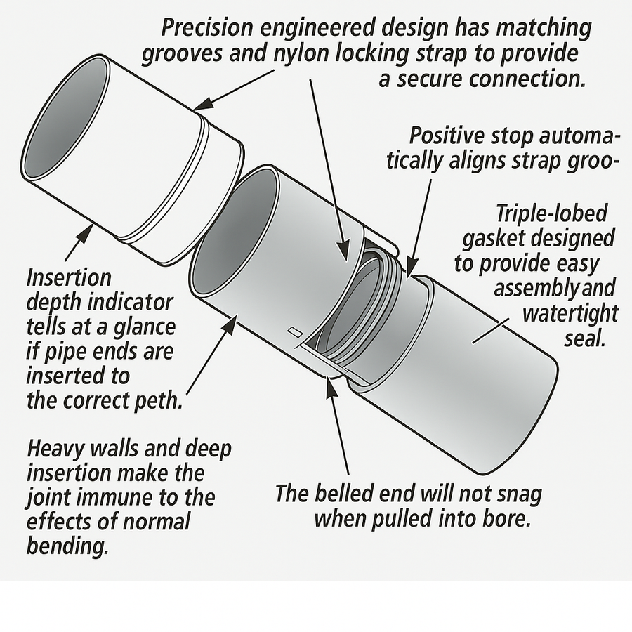 Bell End Riser Thread PVC Conduit | Bore-Gard Schedule 40 | Bell End | Trenchless | Utility ...