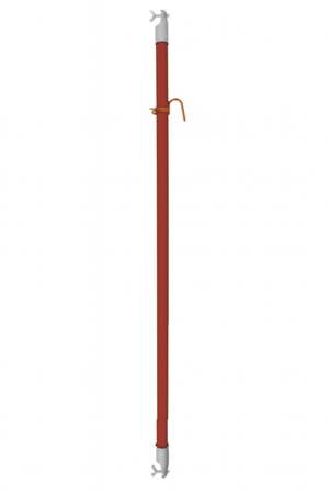 Universal hot stick made of fiberglass with a foam core, featuring a 1.25-inch diameter and one end hook for utility work.