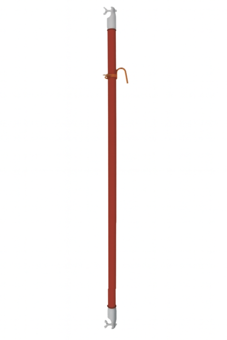 Universal hot stick made of fiberglass with a foam core, featuring a 1.25-inch diameter and one end hook for utility work.