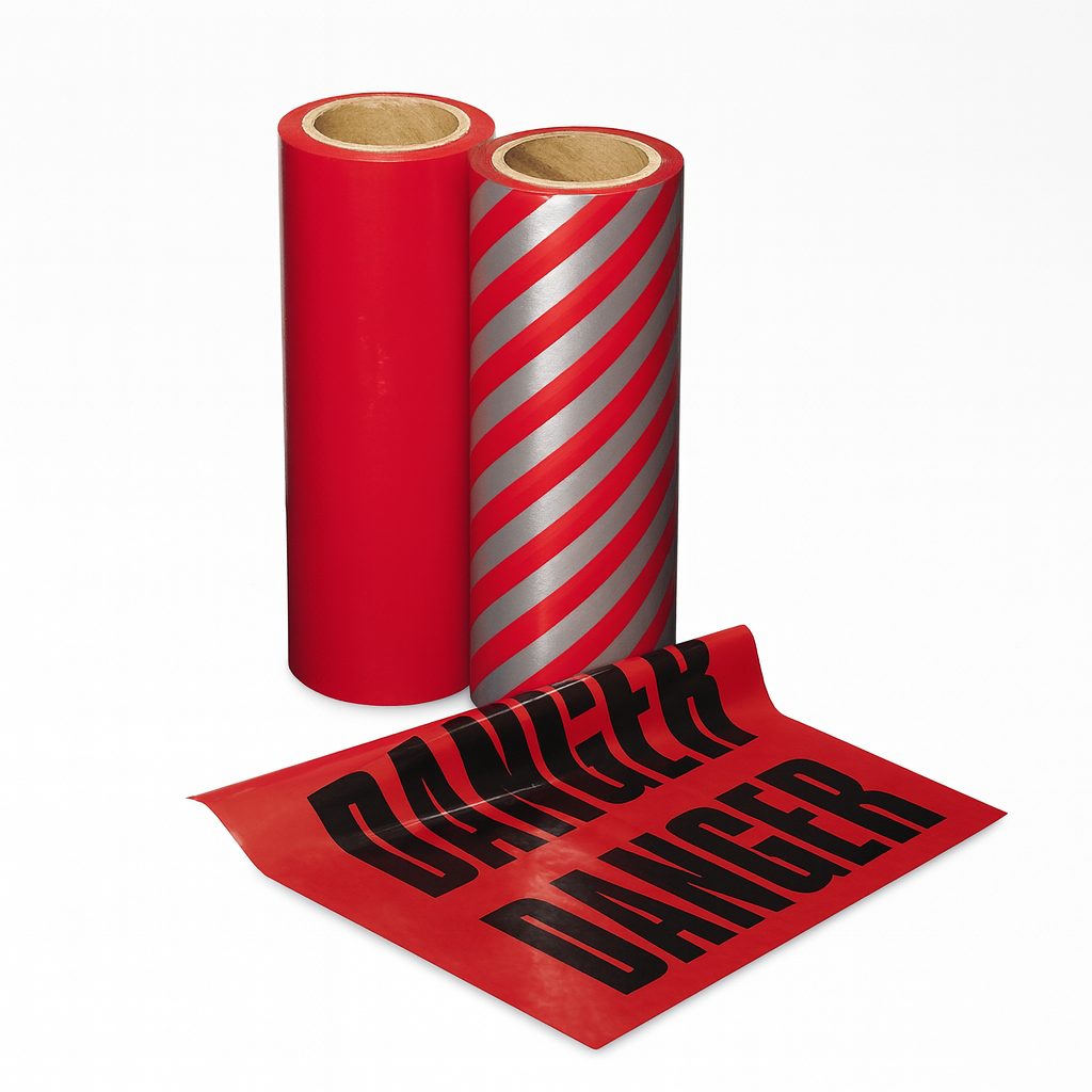 Presco Danger Tear Flags roll with red safety tape and printed DANGER warning