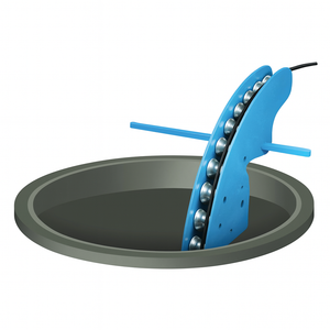 Fiber optic quadrant block with 13 rollers, designed for 26-inch radius installations, supporting up to 2,600 lbs.