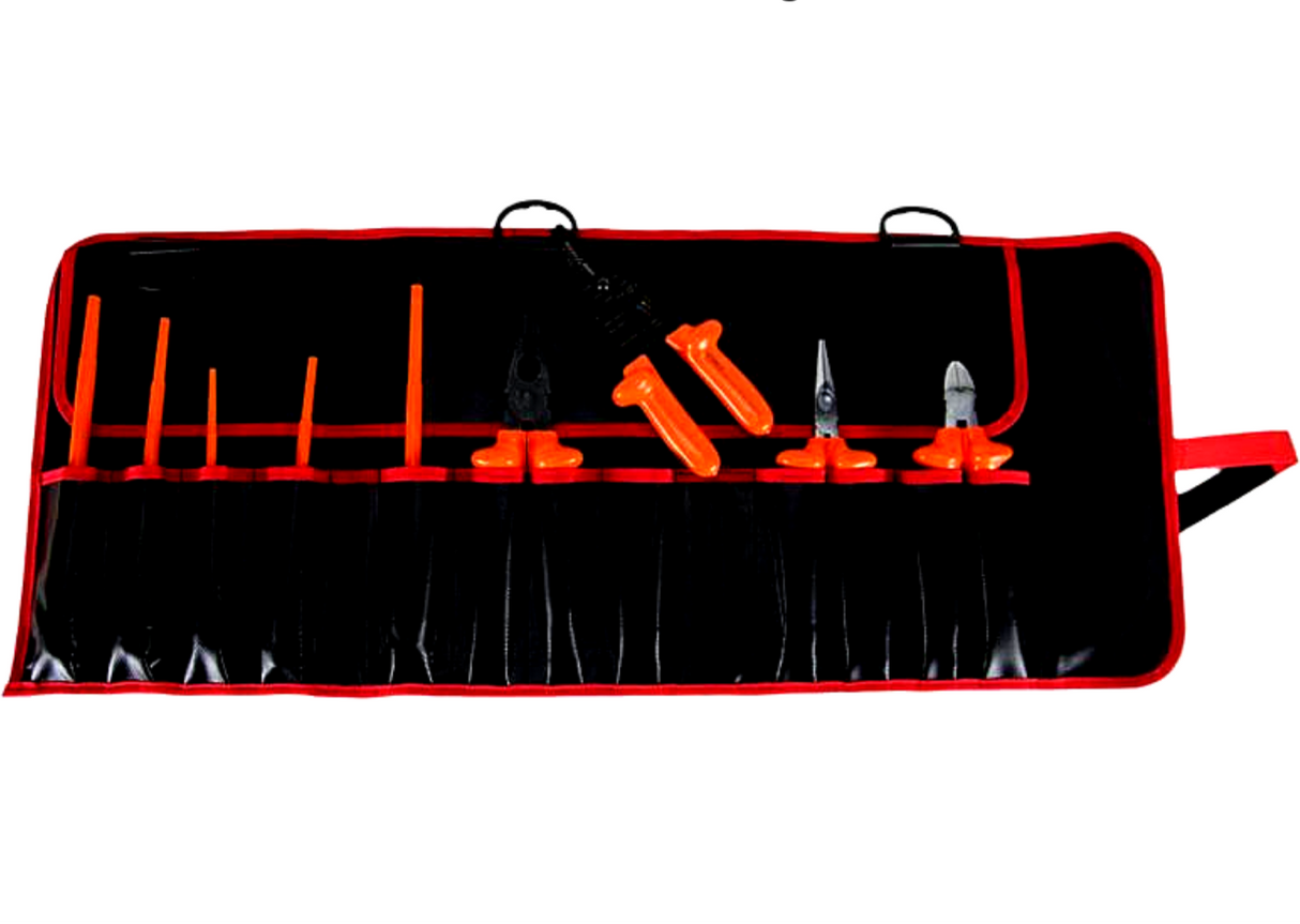 9-piece PENTA insulated tool kit featuring 1000V rated pliers and screwdrivers in a compact storage roll.
