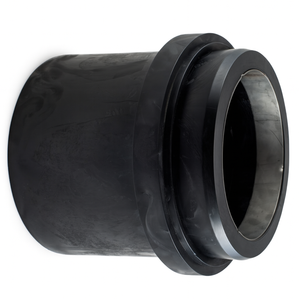 Integrity Fusion MJ Adapter – black molded HDPE mechanical joint adapter with gasket seat and stiffener ring.