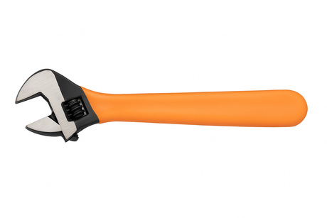Insulated adjustable wrench with high-density grip handle for improved comfort and safety during use.