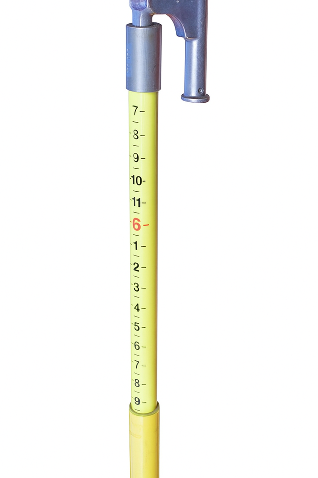Pentagonal telescoping measuring stick with a 1-1/8" top section, marked for accurate measurements up to 11 feet.