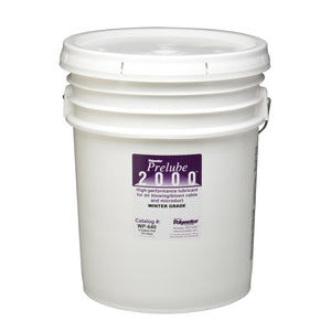 Five-gallon pail of Polywater Prelube 2000 Winter Grade cable-blowing lubricant