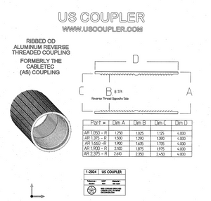 Reverse Thread Couplings | Ribbed Wall | Aluminum