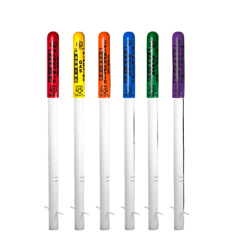 Dome-style utility marker posts in various colors for underground utility identification and safety.