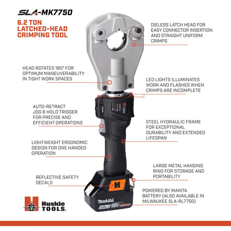 6.2 Ton Latch-Head Dieless Inline Crimping Tool Kit | SLA-RL7750 | Milwaukee M18