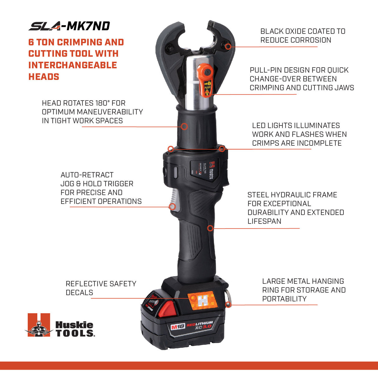 SLA 6 Ton Inline Crimping and Cutting Tool with Interchangable Jaws