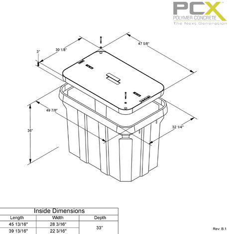 NewBasis 30" x 48" x 36" Polymer Concrete Handhole | Tier 15 | PCA304836-00012