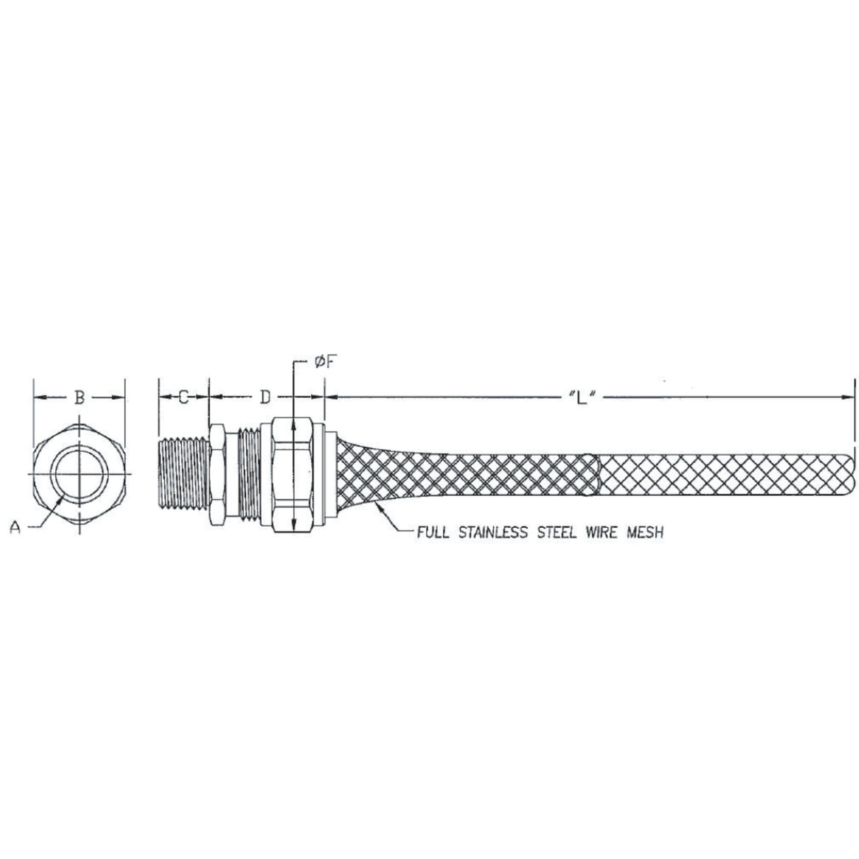 Stainless Steel Straight Cord Grips - (without Mesh)