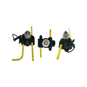 Tracer-Lock direct-bury wire connectors with yellow wires, designed for corrosion-proof, watertight underground connections.