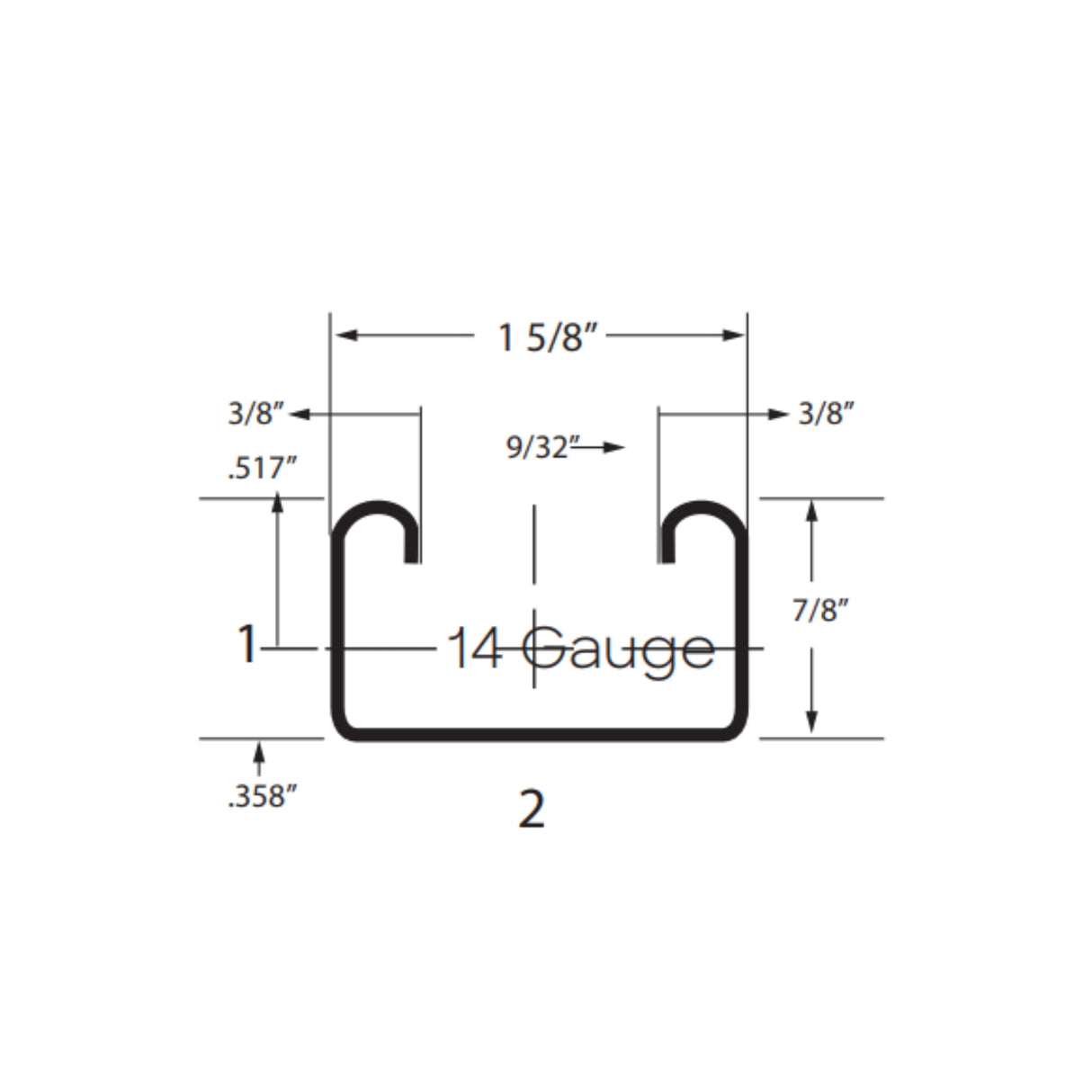 Stainless Steel 1 5/8" x 7/8" Solid Strut - Type 304