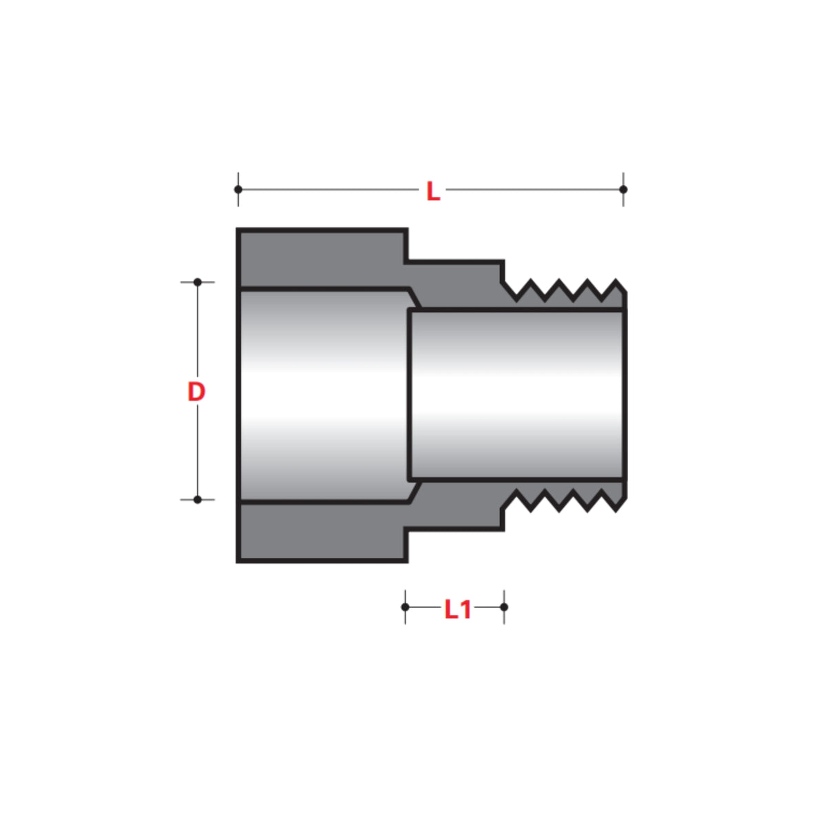 Special Male Adapter for PVC-Coated Fittings - BELOW GROUND