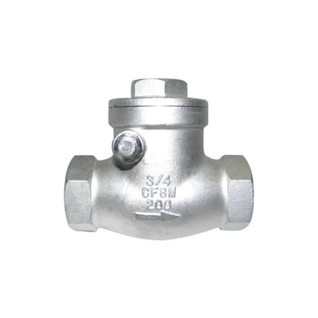 Stainless steel swing check valve 884 series with threaded ends for reliable flow control in plumbing systems.