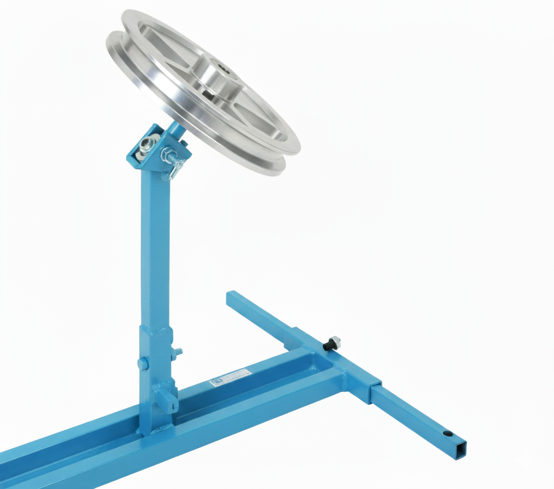 Adjustable center tube mount with a metal sheave, designed for fiber optic installation and utility applications.