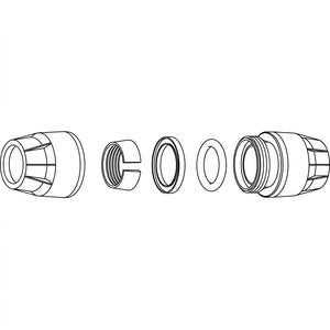 Exploded diagram of a Comfit HDPE duct coupler showing the body and internal sealing components.