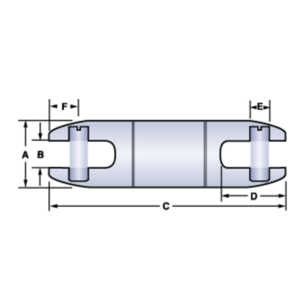 Condux break-away swivel dimensions diagram labeled A through F