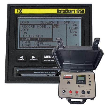 Condux fiber optic cable puller upgrade kit showing the electronic control box and enlarged chart recorder display