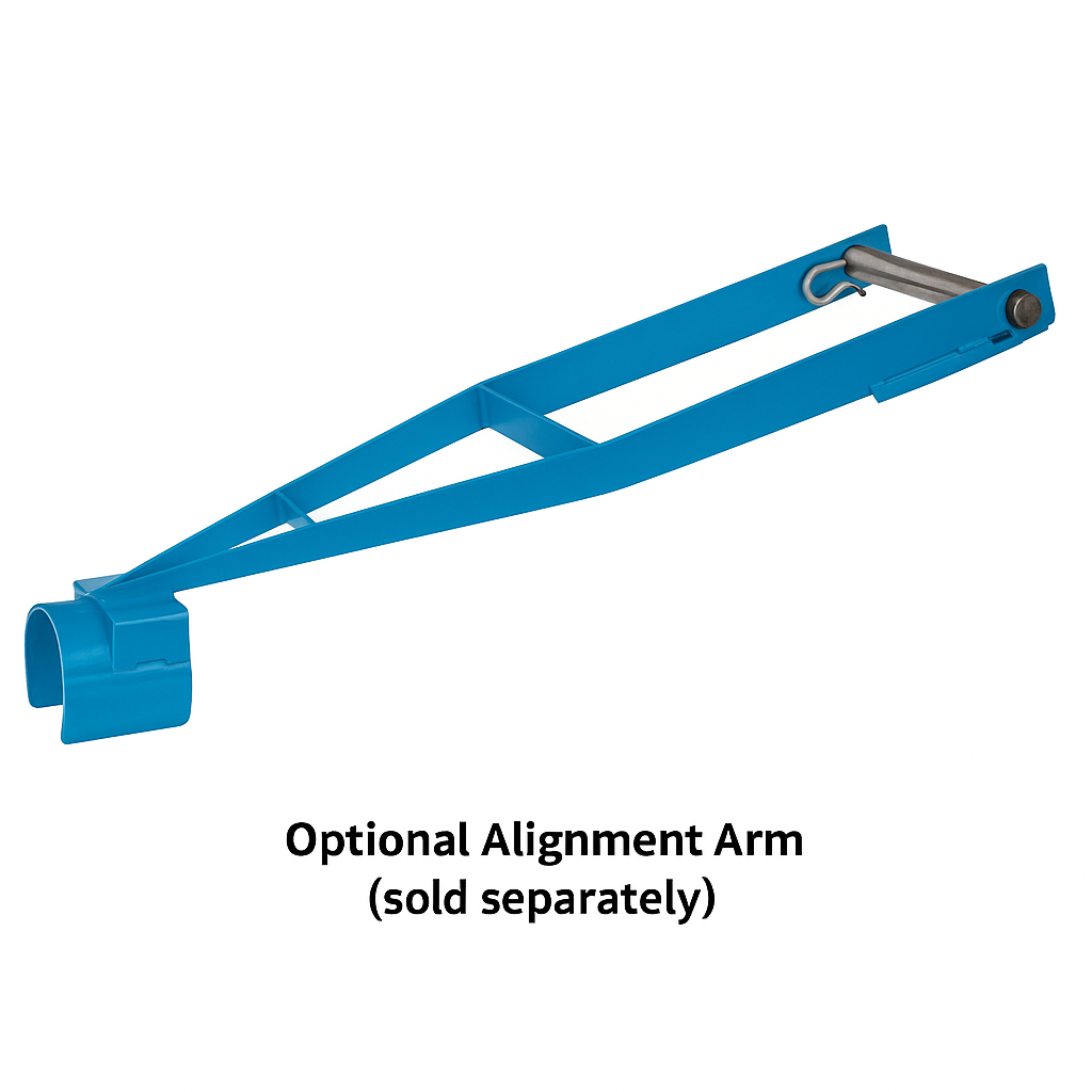 Optional alignment arm for Condux heavy-duty hanger sheaves, sold separately for 5-inch sheaves.