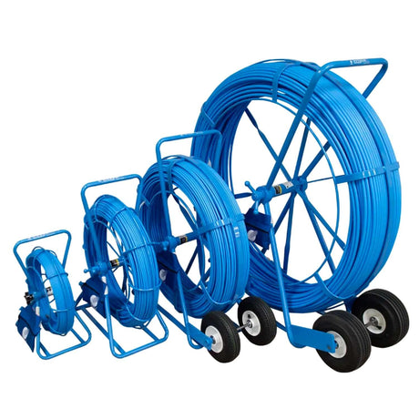 Condux Mini-Cobra and Python duct rodders in multiple cage sizes