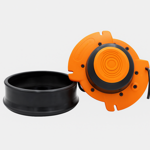 Penta EOSXL Portable Glove Inflator – compact orange and black air test tool with detachable ring for inspecting and testing insulating gloves.