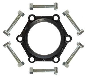 MJ Adapter Kit with ductile iron gland, SBR gasket, and steel T-bolts arranged around the ring