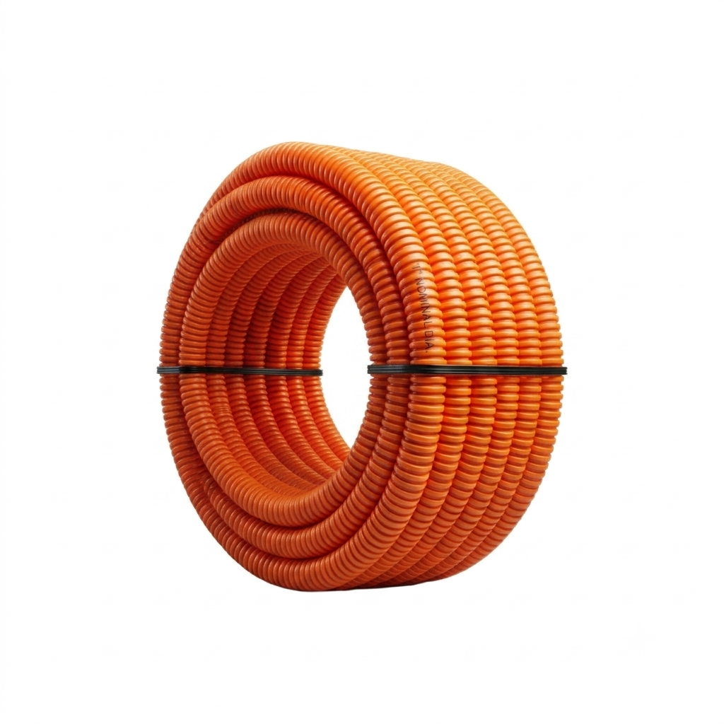 1-1/4 inch orange corrugated HDPE innerduct with pull tape, 500 foot coil