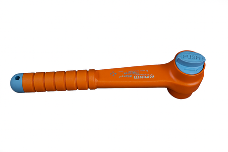 Insulated reversible torque wrench with a 1000V rating and a locking system for safe electrical applications.