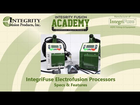 Integrity Fusion training video: Electrofusion Processors Part 1 - walkthrough of the IntegriFuse I-105 240V processor, its lead set, L14-30 power cord and key operating features