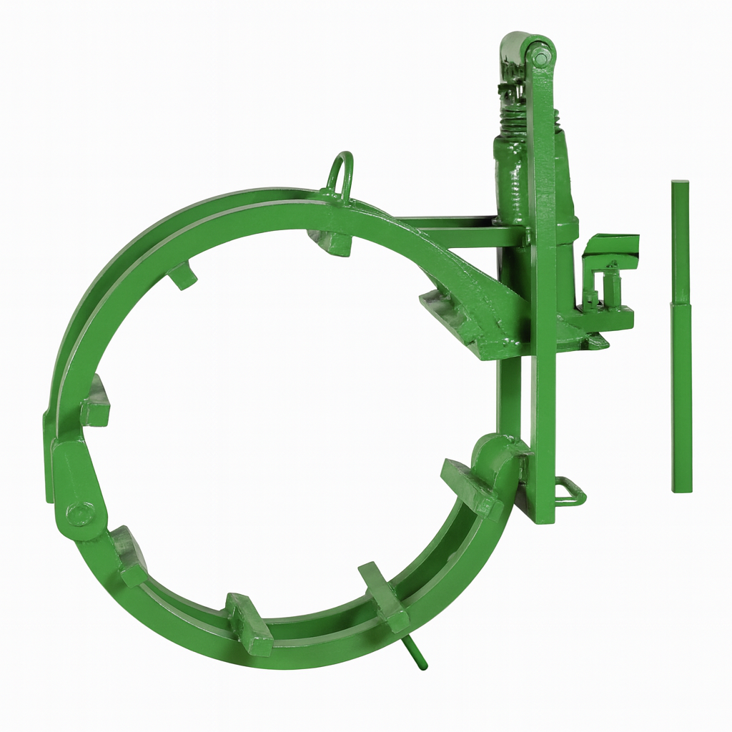 Heavy-duty hydraulic re-rounding clamp used for restoring roundness in HDPE pipe