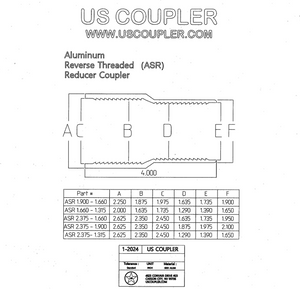 Reverse Thread Reducing Couplers | Aluminum