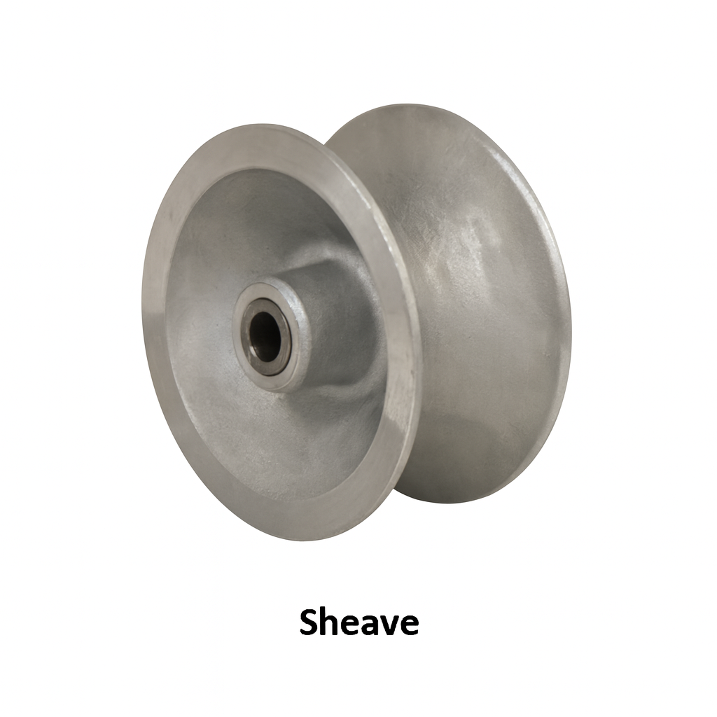 Heavy duty hanger sheave for underground utility applications, featuring durable construction and optional alignment arm.