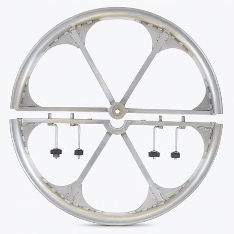 36-inch and 45-inch diameter split sheaves with hanger brackets for efficient cable management and support.