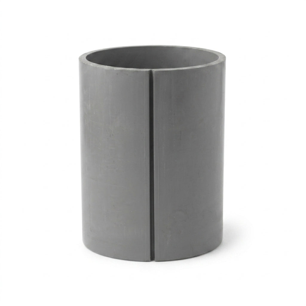 Prime Conduit split duct coupler, gray Schedule 40 PVC coupling split lengthwise with tongue-and-groove joint